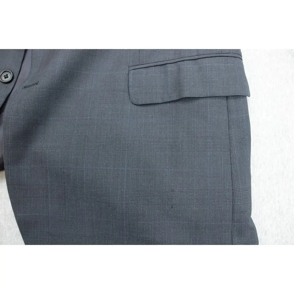 Brooks Brothers‎ Blazer Mens 46R Gray 346 Plaid Wool Blend Stretch 2 Buttons